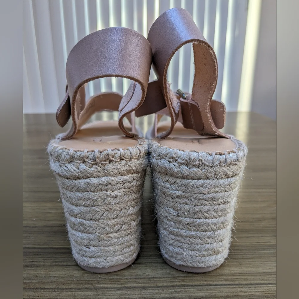 NEW Soludos Minorca Dove Grey Leather Platform Woven Espadrille Sandals Size 10